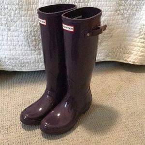 Hunter Rain Boots, tall, purple, size 7